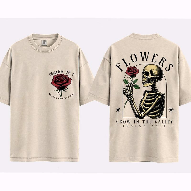 Comfort Colors Tee - 100% Ring-Spun Cotton Unisex Crew Neck Short Sleeve T-Shirt with Skeleton Rose Design for Men &...