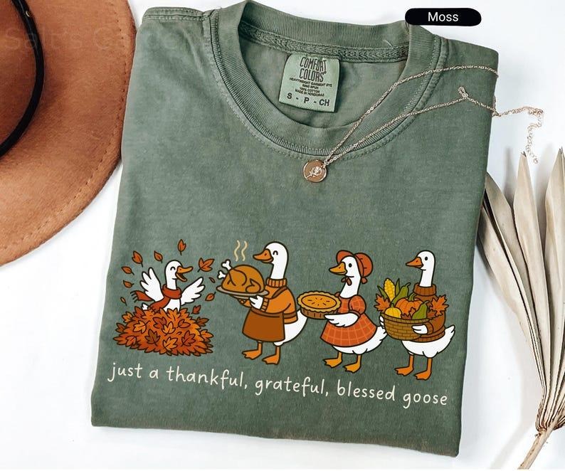 Comfort Colors Thanksgiving Goose T-Shirt Christian Thanksgiving Tee Thankful Grateful Blessed Jesus Fall Religious...