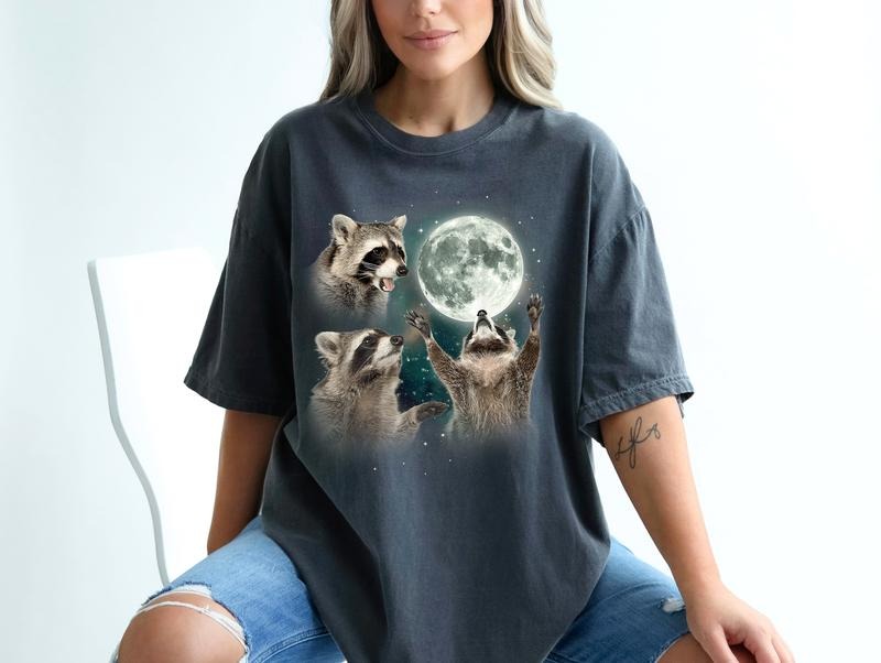 Comfort Colors Three Raccoons Vintage Retro Raccoon Moon Funny Washed Streetwear Top Womenswear T-Shirts, Hoodie, Sweatshirt