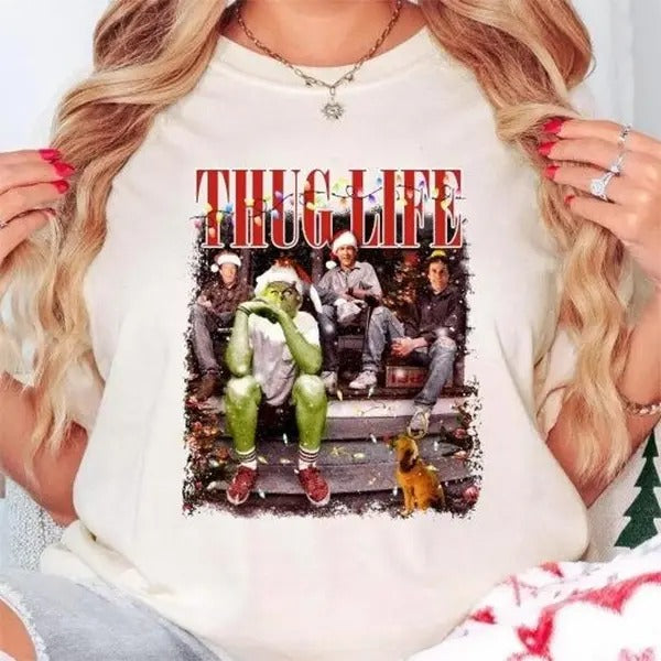 Comfort Colors Thug Life Christmas Movie Shirt, Christmas Friends Shirt, Thug Life Christmas Movie Shirt, Ugly Tee Cotton...