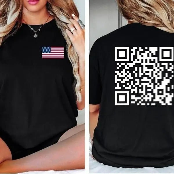 Comfort Colors Trump Dance QR Code T Shirt, Trump Dance YMCA qr Code Shirt Trump Dance Prank Shirt Back Print Republican...