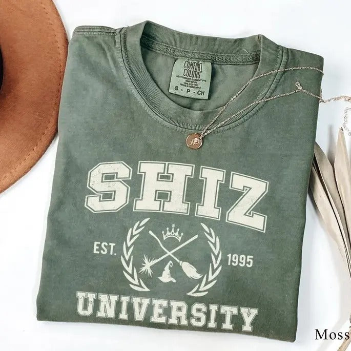 Comfort Colors Wicked Shiz University Shirt, Defy Gravity Broomstick Magic Wand Shirt, Elphaba Glinda Shirt, Changed For...