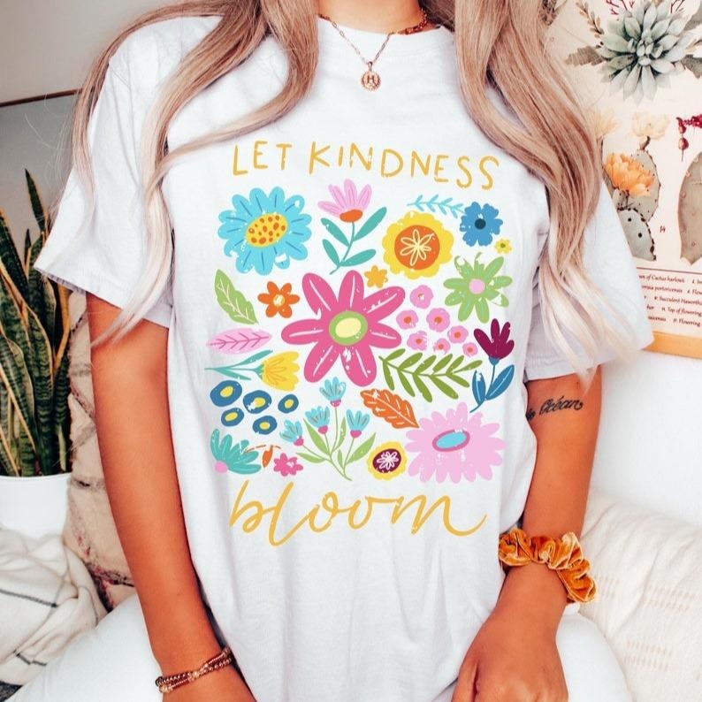 Comfort Colors Wildflower Shirt, Botanical Shirt, Nature Shirt, Let kindness bloom, Wildflower Tshirt, Be Kind Shirt,...