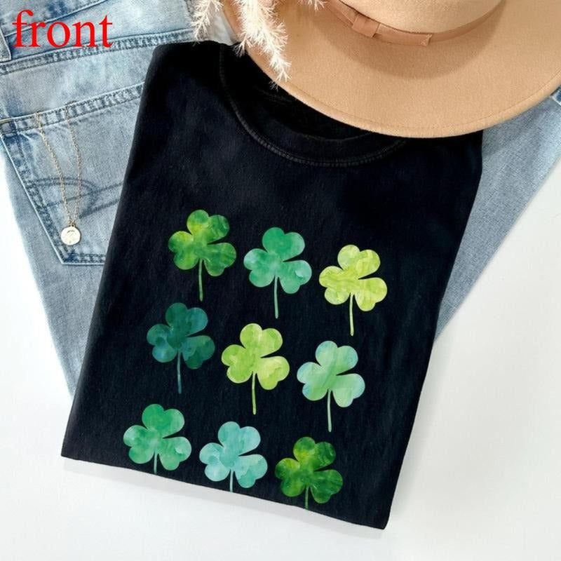 Comfort Colors Women's St Patrick's Day Shirt with Watercolor Shamrocks Pattern Hoodie Sweatshirt | PrintMintTees.com