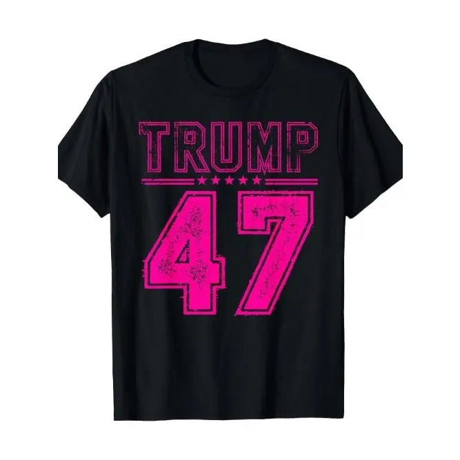 Comfortable Breathable High quality Men's Crewneck T-shirt, 45 47 Trump Men Vintage American Flag Trump 2024 T-shirt,...
