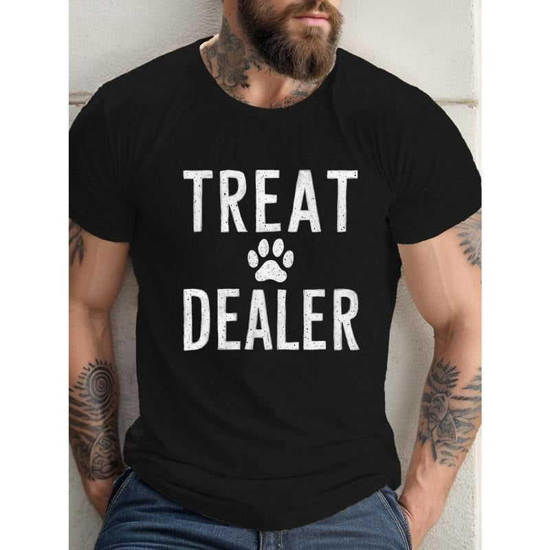 Comfy Short Sleeve Men's Casual Round Neck TREAT DEALER Print Tee Shirt for Summer Wear Made in USA Hoodie Sweatshirt