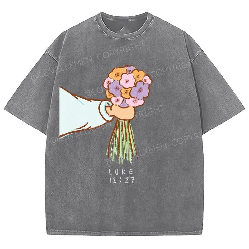 Consider How The Wild Flowers Grow Unixes Washed T-Shirt, Christian Jesus  t shirts, Vintage 90s Graphic Tee Gift Cotton...