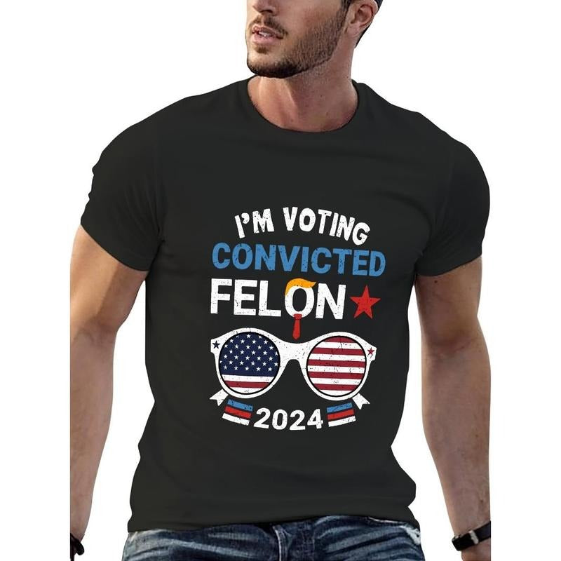 Convicted Felon's Statement Black T-Shirt - Funny Political Satire Tee for Adults
