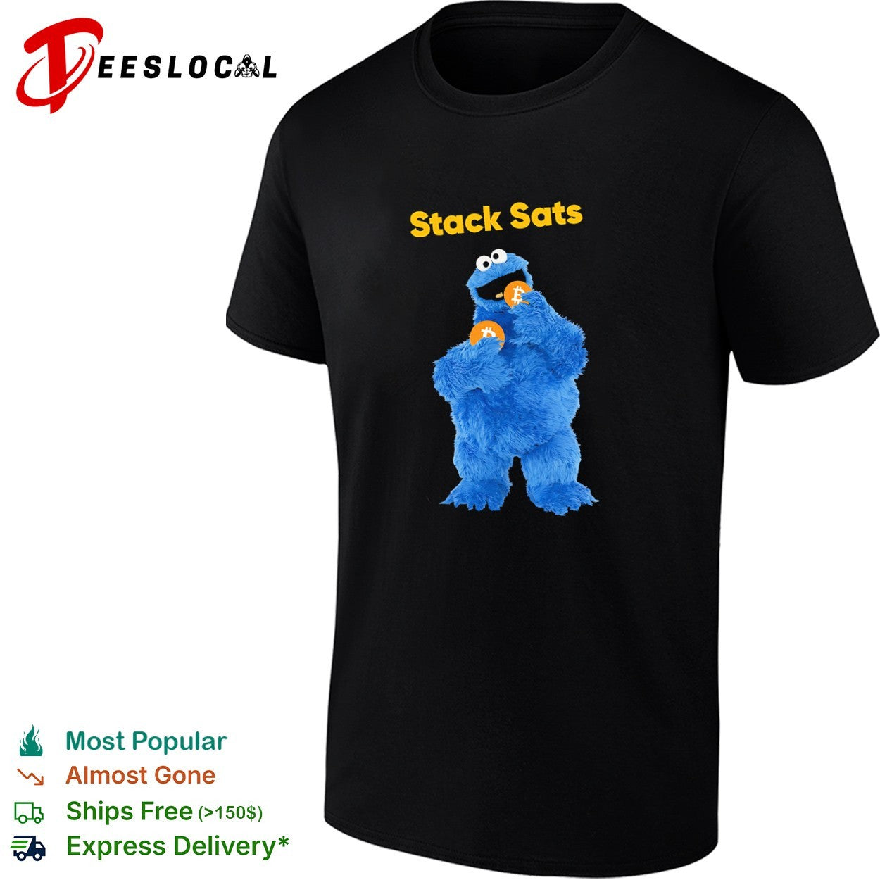Cookie Monster Bitcoin stack sats furry puppet shirt