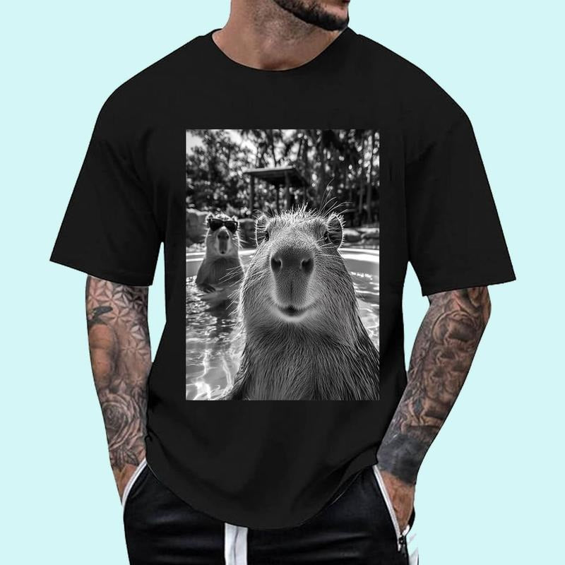 Cool Capybara Selfie Cotton Shirt Hoodie Sweatshirt