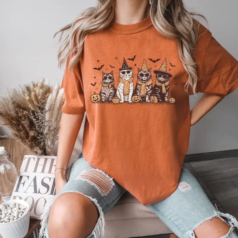 Cool Halloween Cats Shirt, Halloween T-Shirt, Funny Halloween Shirt, Gift for Daughter, Gift for Her Hoodie Sweatshirt