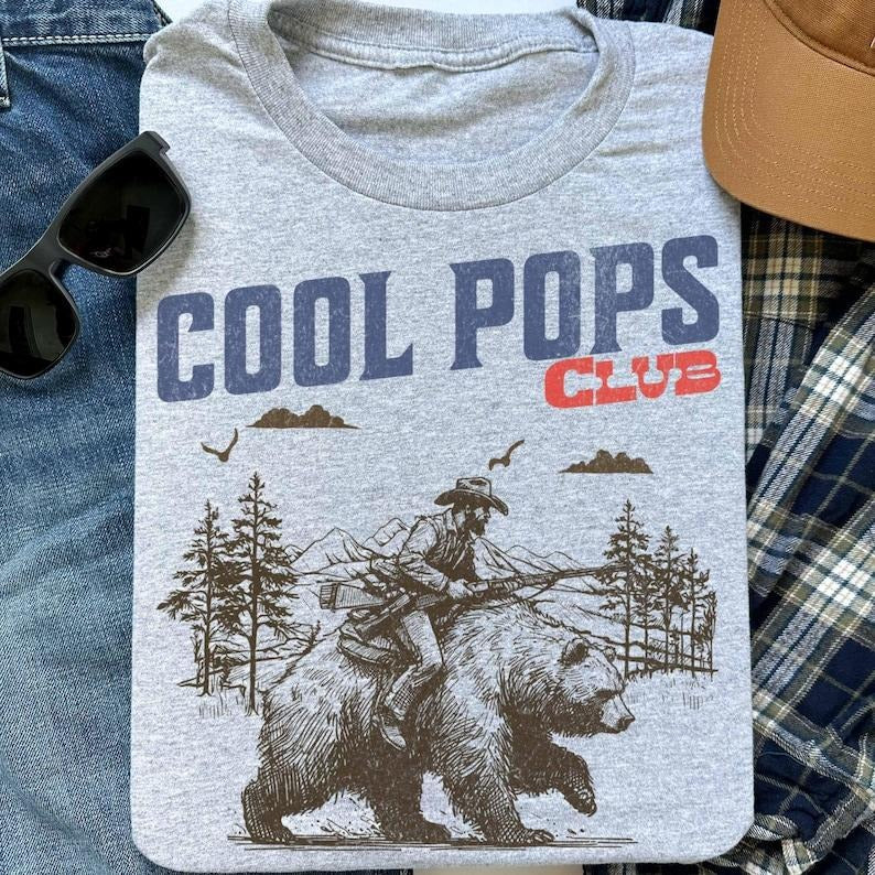 Cool Pops Club Shirt, Cool Dad Shirt, Funny Grandpa Shirt, Funny Cowboy Pops Shirt, Dad Joke T-Shirt, Gift for Grandpa,...