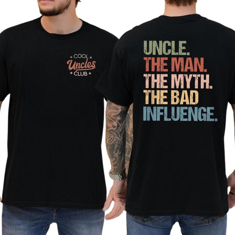 Cool Uncles Club Funny 2 Sides T-shirt Soft Fabric Short Sleeve Shirt Cotton Top Menswear Hoodie Sweatshirt