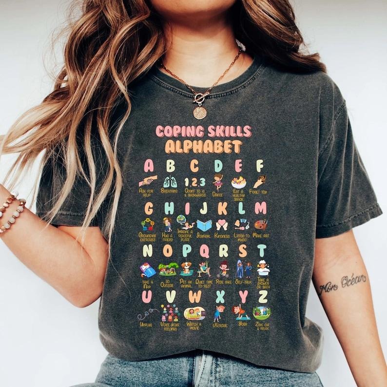 Coping Skills Alphabet Shirt, ABC Coping Skills Shirt, Mental Health Awareness Shirt, School Counselor Shirt, School...