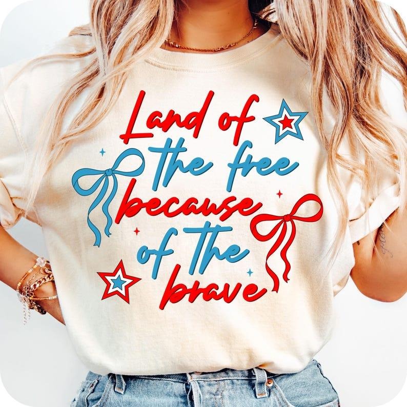 Coquette America Land Of The Free Because Of The Brave t-shirt, 4th of July t-shirt, Patriotic tshirt, Independence Day...