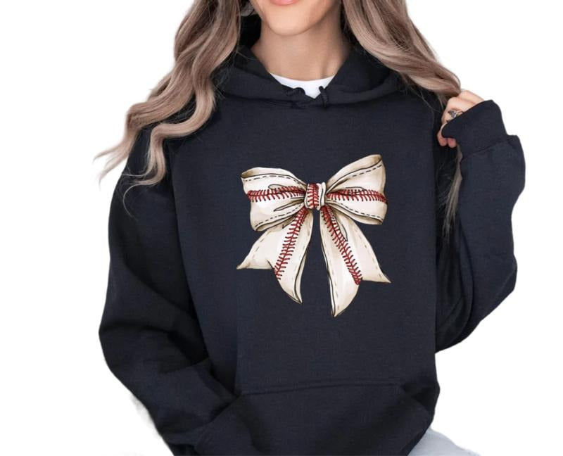 Coquette Baseball Sweatshirt, Baseball Mom Shirt, Game Day Shirt, Fall Baseball Season Tee, Baseball Bow Shirt, Unisex...