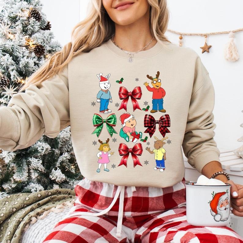 Coquette Bow Arthur And Friends Shirt, Arthur's Perfect Christmas Sweatshirt, Arthur TV Show Christmas T-shirt, DW...