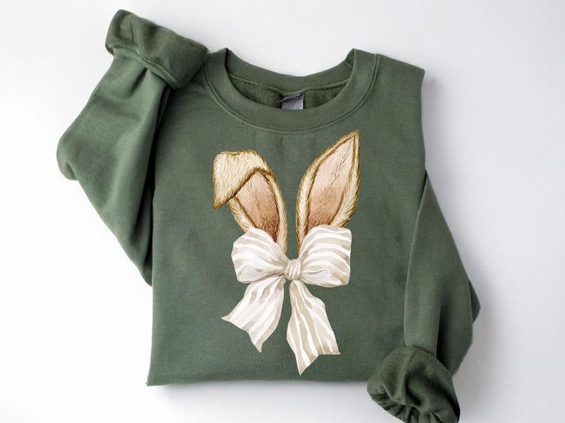 Coquette Bow Bunny Ears Cute Bunny Rabbit Happy Easter Day Coquette Easter Cute Easter Shirt T-Shirts, Hoodie, Sweatshirt