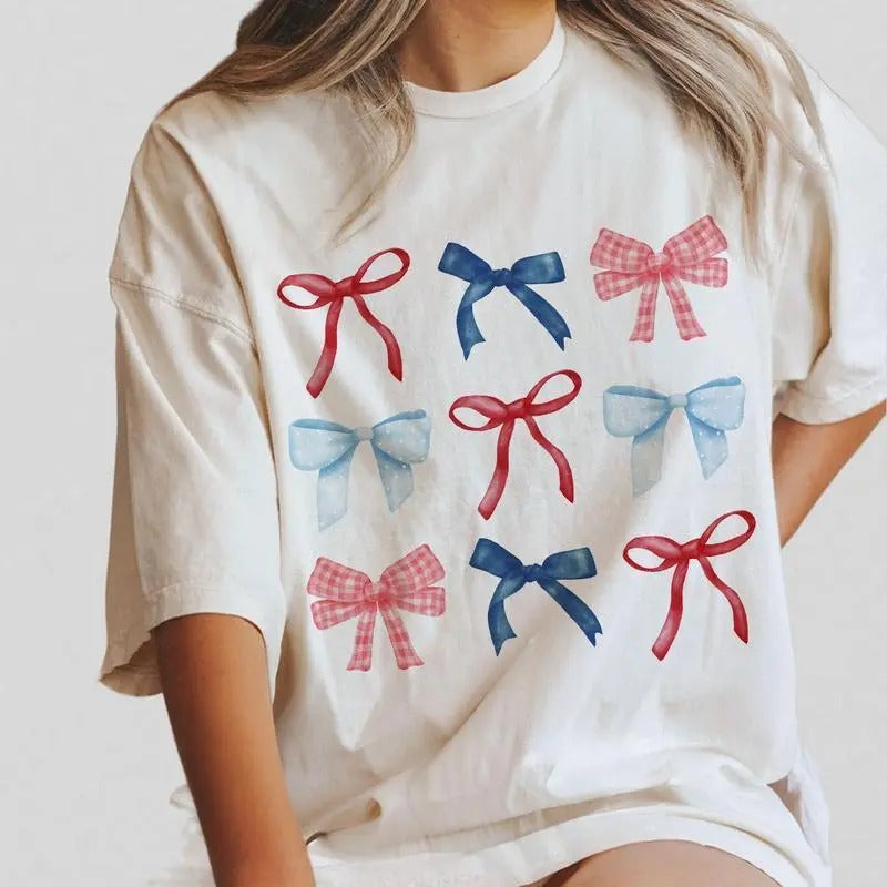 Coquette Bows 4th Of July Shirts, 1776 America T-Shirt, Fourth Of July Tee, Independence Day Shirt, Retro 4th Of July...