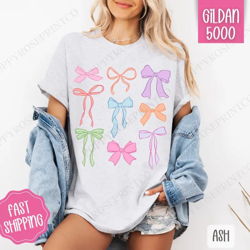 Coquette Bows Shirt Gildan, Bow Tee, Cute Women's Tshirt Plus Sizes Hoodie Sweatshirt | PrintMintTees.com