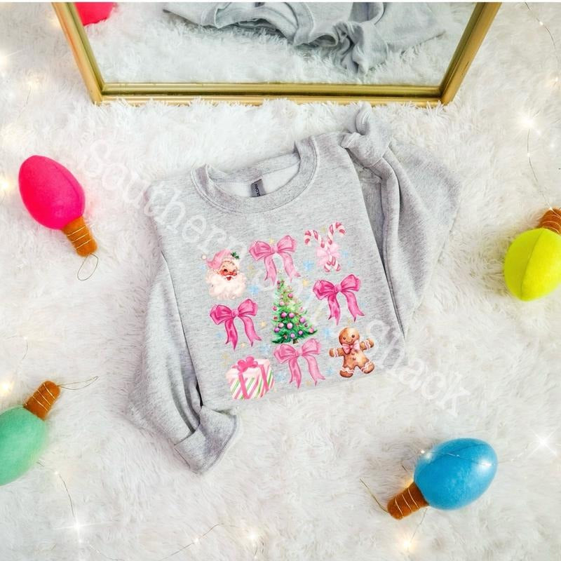 Coquette Christmas Sweatshirt | Christmas Sweatshirt Shirt Hoodie | PrintMintTees.com