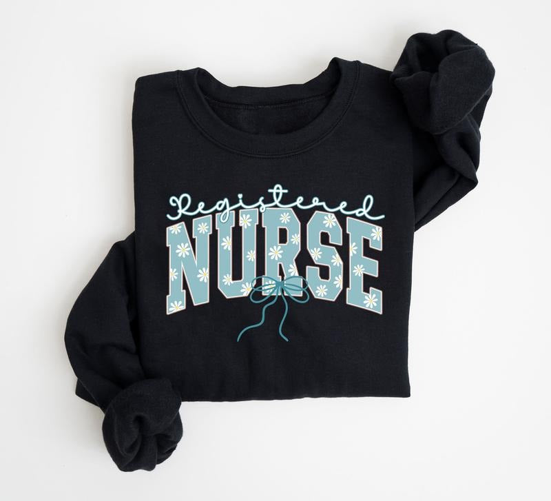Coquette Daisy Registered Nurse Bow Shirt, RN Nurse Coquette Crewneck, Future Nurse Nursing School Graduate Gifts,...