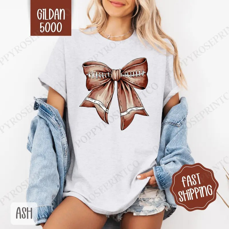 Coquette Football Bow Shirt Gildan Cute Plus Sizes Shirt Hoodie Sweatshirt