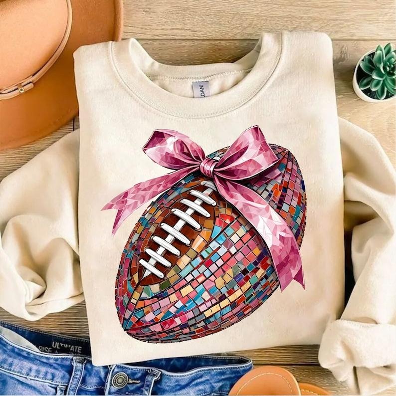 Coquette Football Bow , Football Mom , Game Day, Fall Season , Sports Sweatshirt Classic Cotton Shirt Hoodie