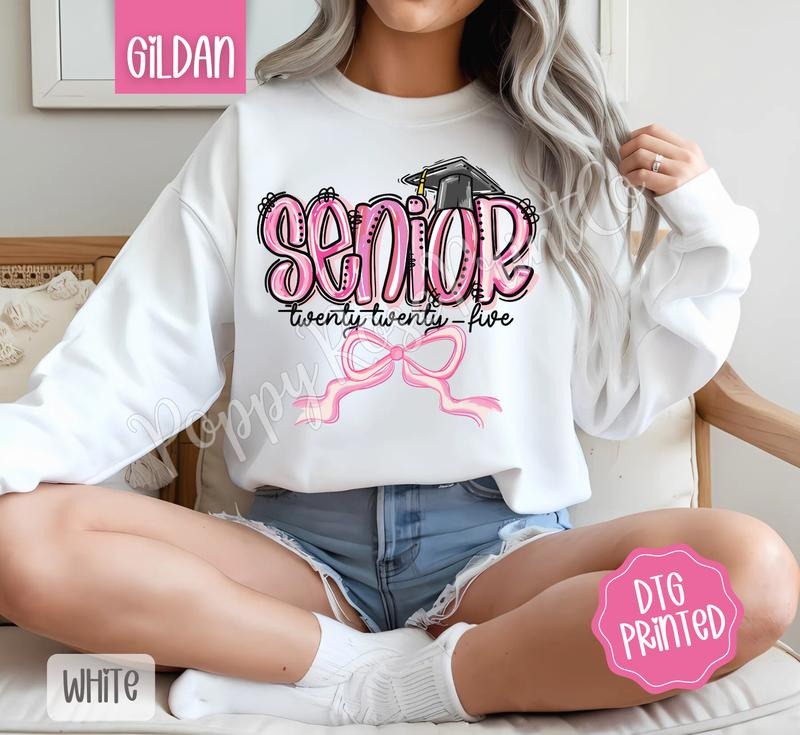 Coquette Senior Cute Graduation Bow Her T-Shirts, Hoodie, Sweatshirt