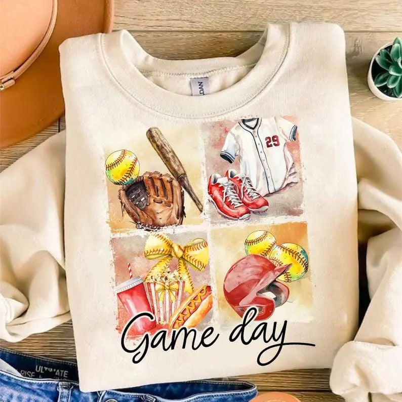 Coquette Softball Sweatshirt Game Day Softball Coquette Bow Softball Mama Softball Mom Shirt Hoodie | PrintMintTees.com