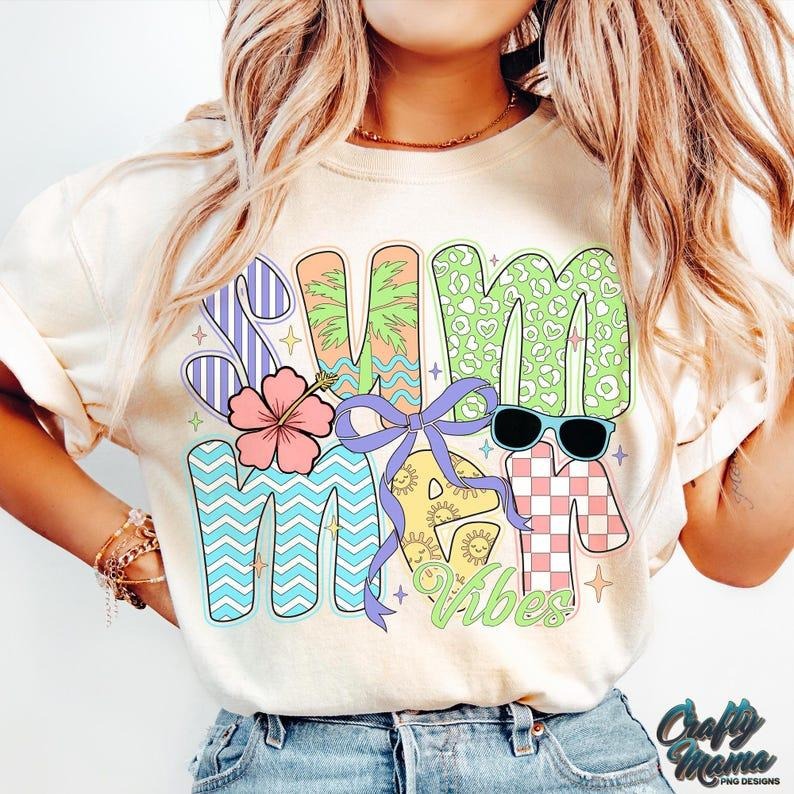 Coquette Summer Vibes t-shirt, Preppy Summer tshirt, Retro Beach tshirt, Retro Beach Shirt, Summer Vibes Shirt,...