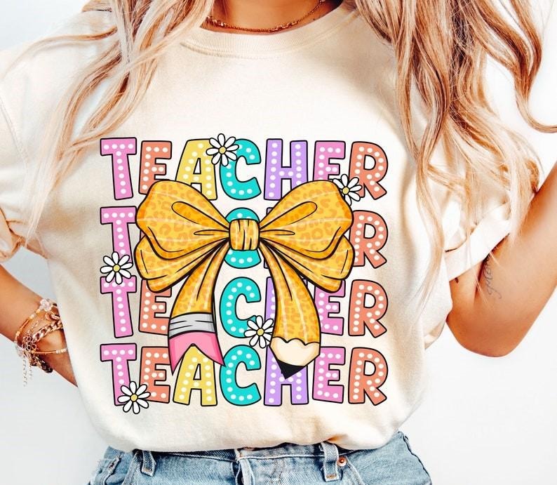 Coquette Teacher Tshirt, Back to School Tee, Teacher Appreciation Shirt, First Day of School T-Shirt Hoodie Sweatshirt