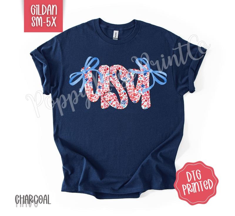 Coquette USA Gildan Tshirt, Cute American Tee, Girly Fourth Of July Shirt Hoodie Sweatshirt | PrintMintTees.com