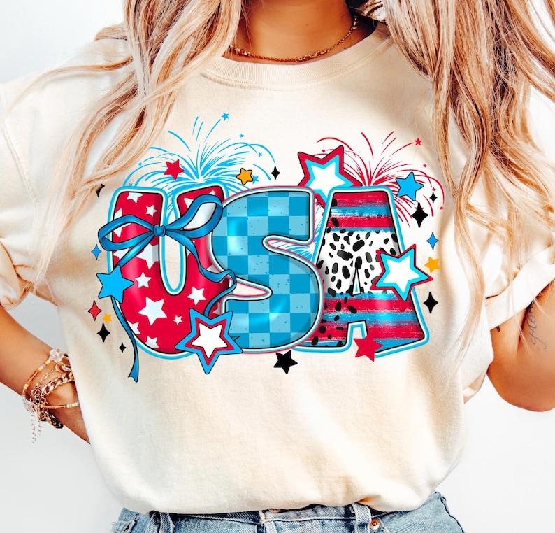 Coquette USA t-shirt, Retro America sweatshirt, 4th Of July, 4th Of July tshirt, Usa Checkered hoodie, Patriotic...
