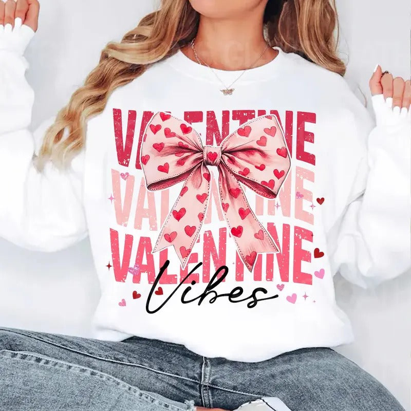 Coquette Valentine Crewneck Shirt - Vintage Brushstroke Sweatshirt - Cotton, Fabric Hoodie | PrintMintTees.com