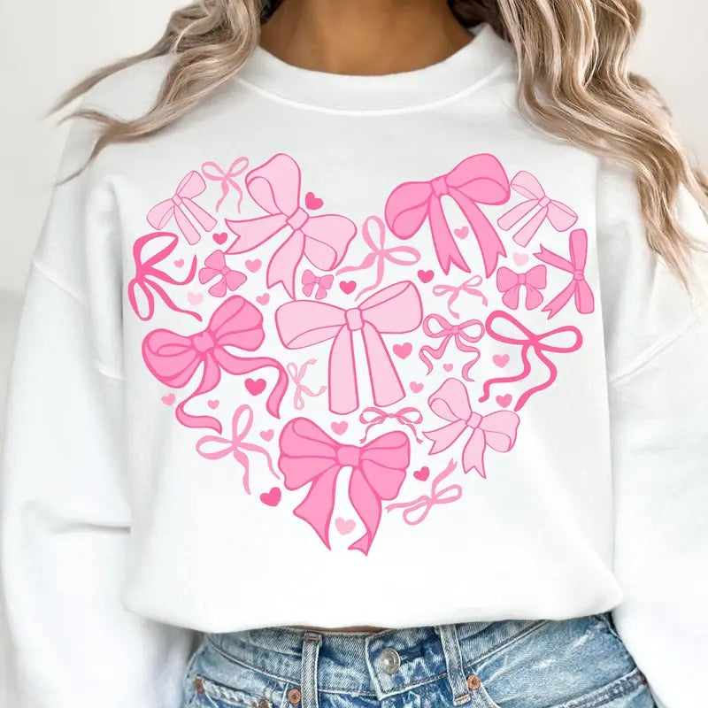 Coquette Valentine Heart Shirt Valentine Bow Shirt Her T-Shirts, Hoodie, Sweatshirt