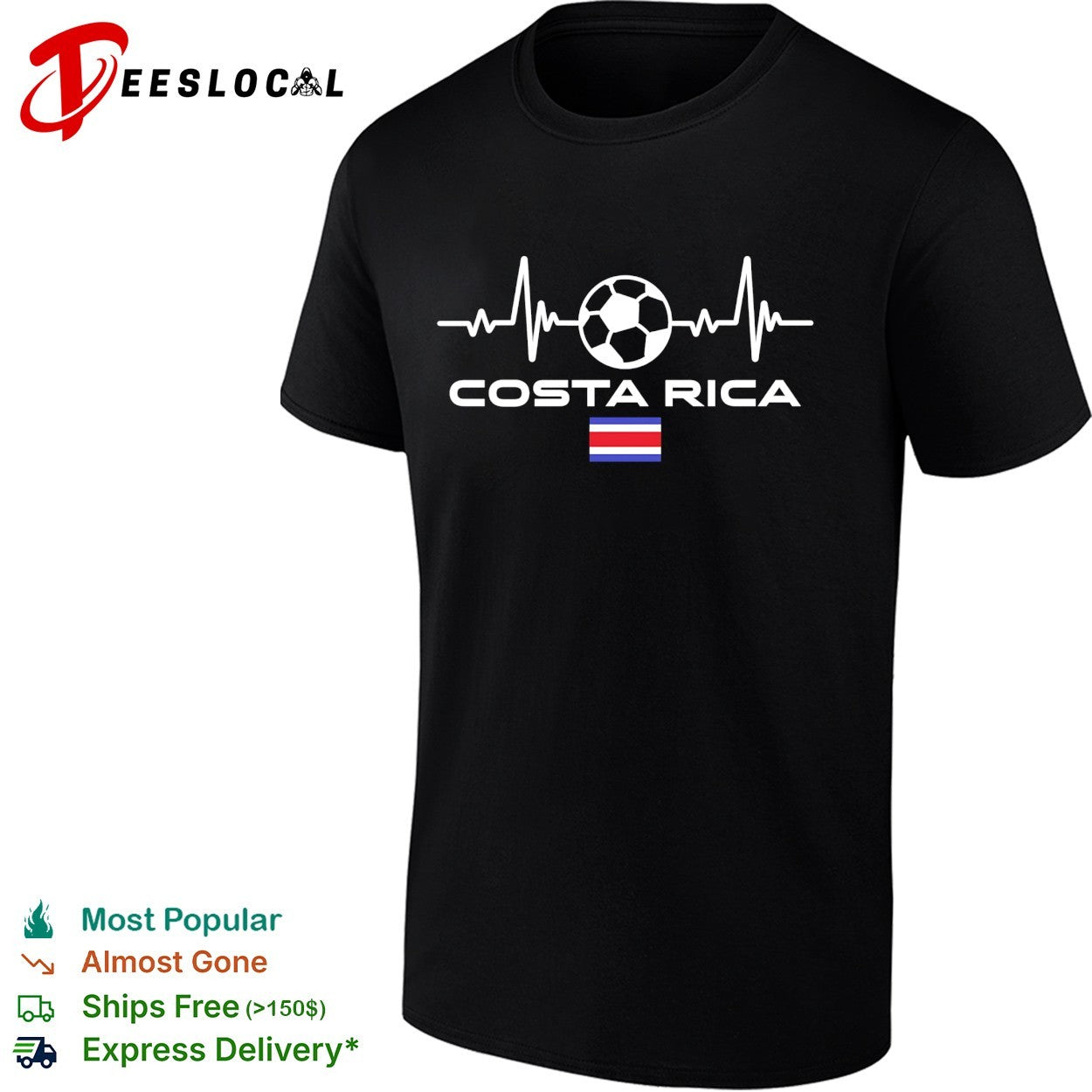 Costa Rica football heartbeat soccer shirt