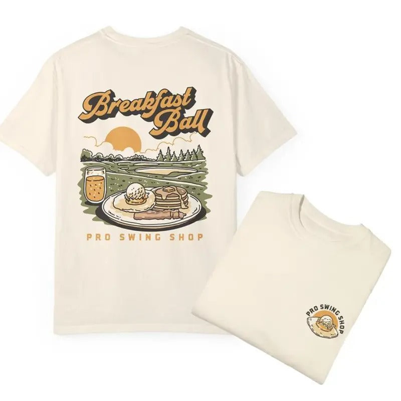 Cotton Breakfast Ball T-Shirt 2 Side, Classic Cotton Short Sleeve Top For Men, For Women Hoodie Sweatshirt
