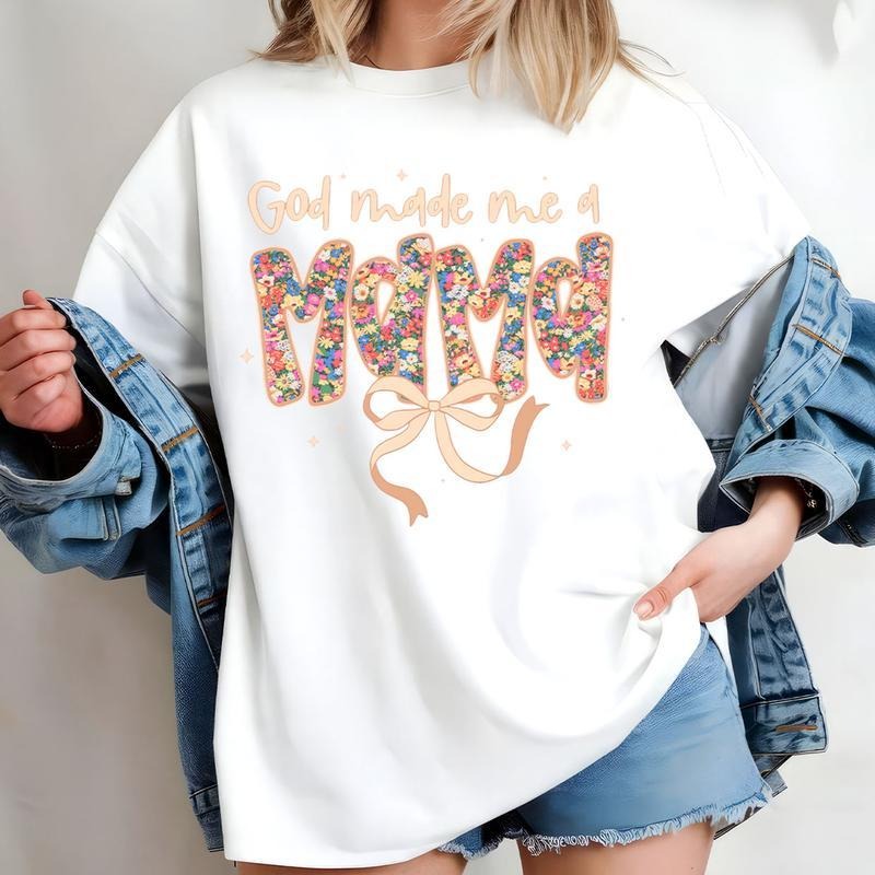 Cotton God Made Me A Mama Christian Mom Stylish Faith-Based Shirt