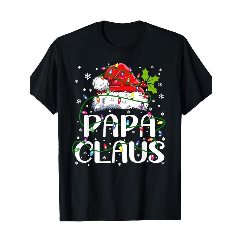 Cotton Papa Claus Christmas Lights Pajama Family Matching T-Shirt Made in USA Hoodie Sweatshirt | PrintMintTees.com