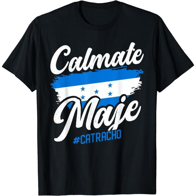 Cotton Short Sleeve Baleada Honduran Honduras Flag Catracho Calmate Maje T-Shirt for Men Women Streetwear Casual Graphic...