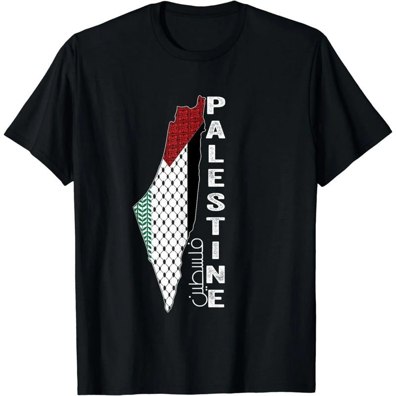 Cotton Short Sleeve PALESTINE Casual Graphic Printed Short Sleeve T-Shirt for Men Women Hoodie Sweatshirt | PrintMintTees.com
