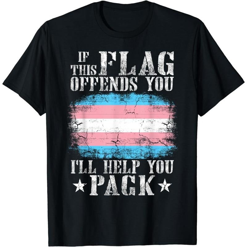 Cotton Short Sleeve Transgender If This Flag Offends You Trans Rainbow Pride T-Shirt for Men Women Hoodie Sweatshirt
