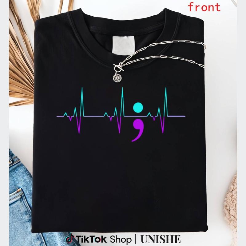 Cotton Suicide Awareness Shirt Featuring Supportive Heartbeat Ribbon Image Hoodie Sweatshirt | PrintMintTees.com