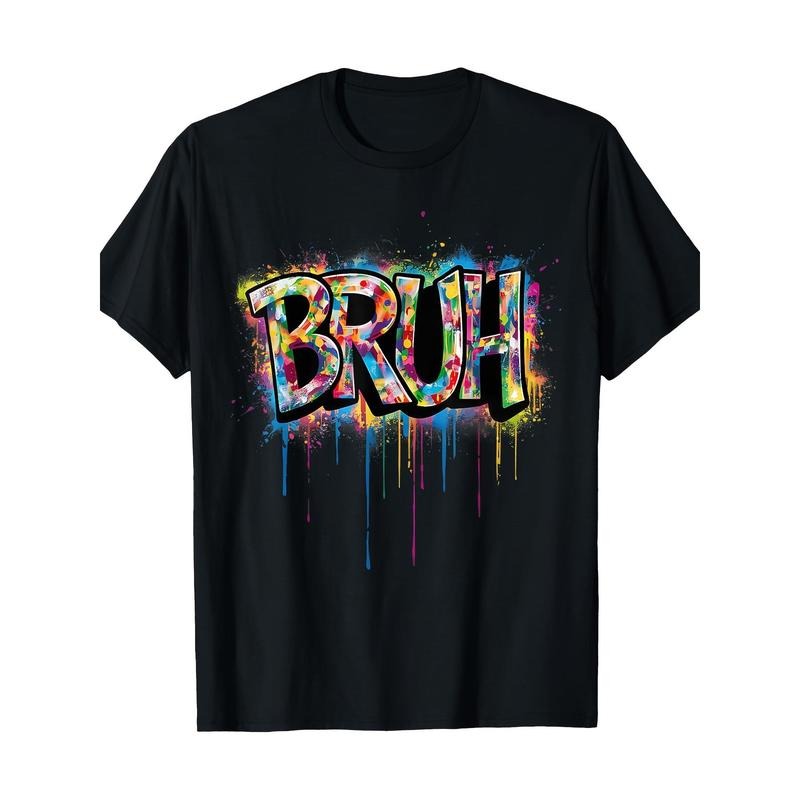 Cotton short sleeve T-shirt boys bruh funny saying meme graffiti aesthetic teens T-Shirt-100 % cotton 220g Hoodie Sweatshirt