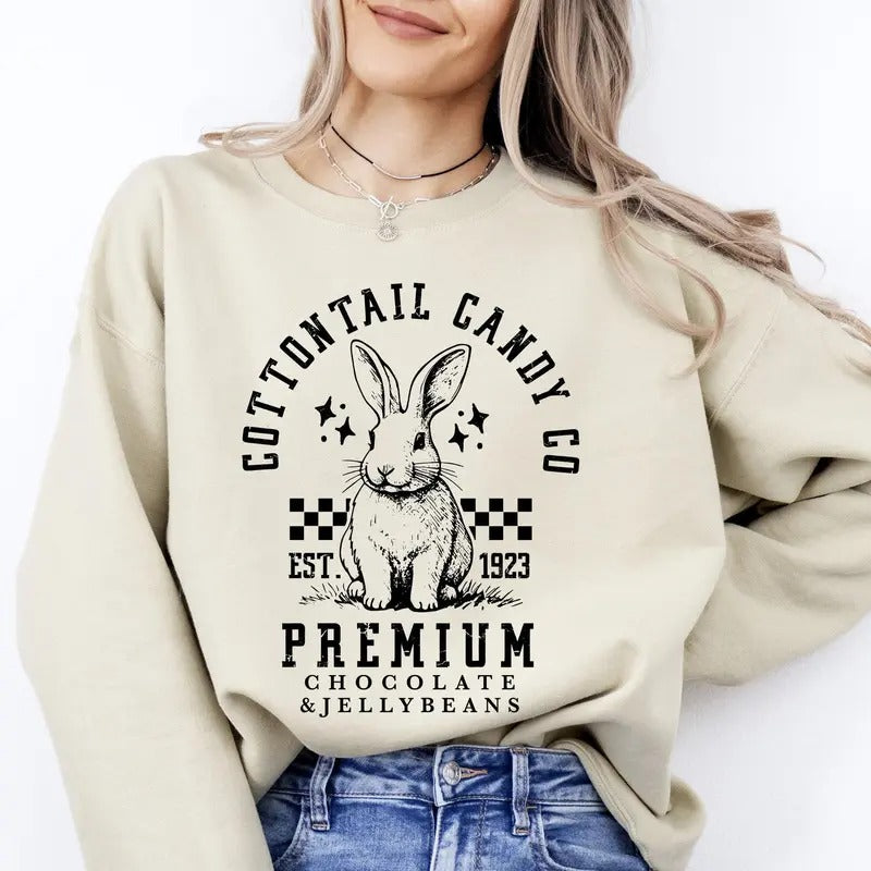 Cottontail Candy Easter Bunny Jesus Rabbit Crew Neck T-Shirts, Hoodie, Sweatshirt