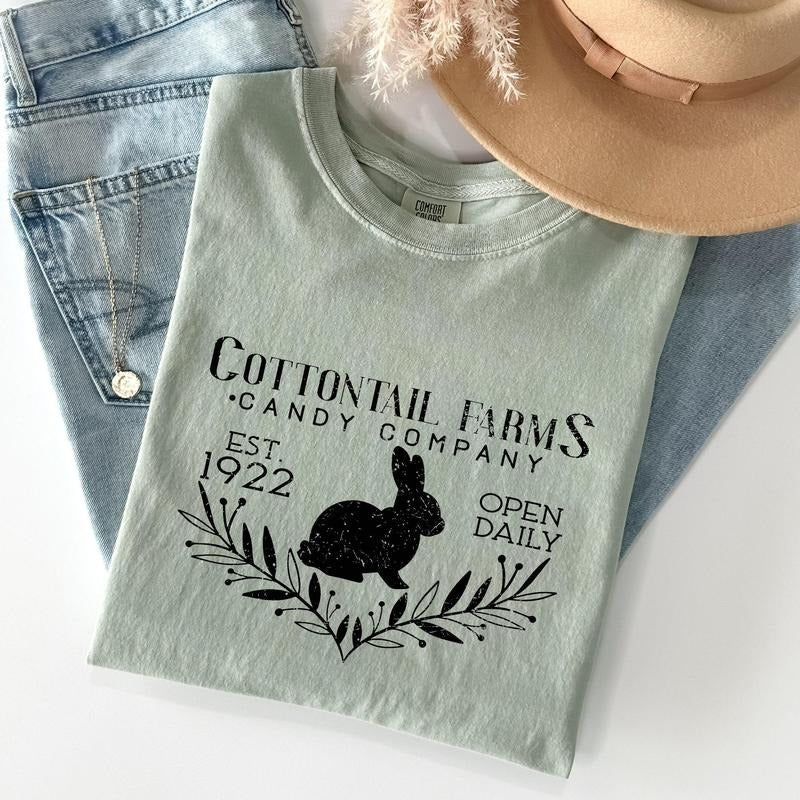 Cottontail Farms Candy Company, Retro Sign, Easter Comfort Colors Tshirt, Women's Crew Neck, Crewneck Hoodie, Sweatshirt