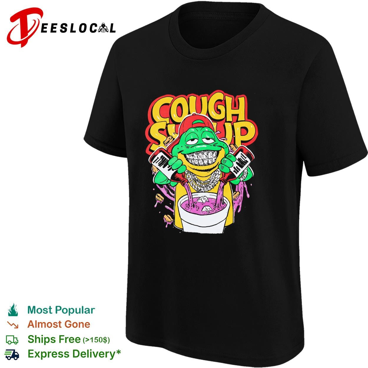 Cough syrup frog mascot parody shirt