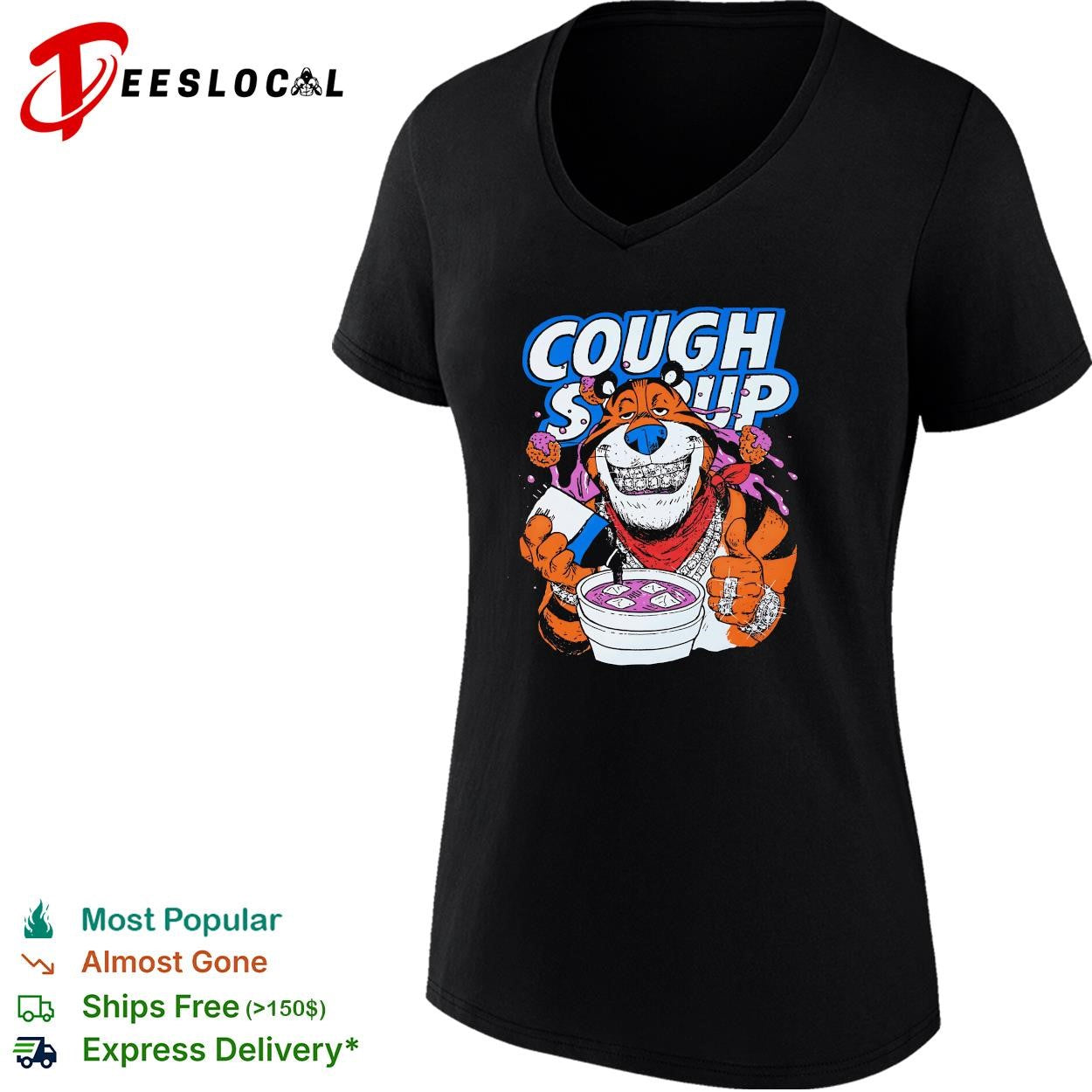 Cough syrup tiger mascot parody shirt