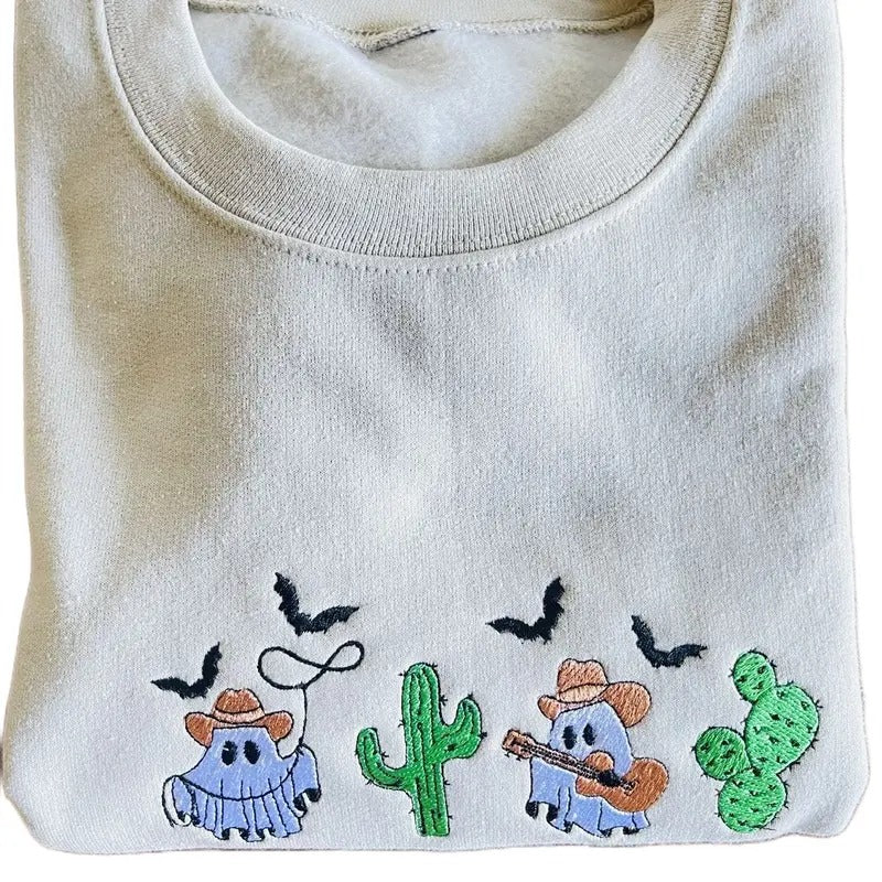 Country ghost embroidered T-shirt, Halloween shirts, cowboy ghost T-shirt Hoodie, Sweatshirt | PrintMintTees.com